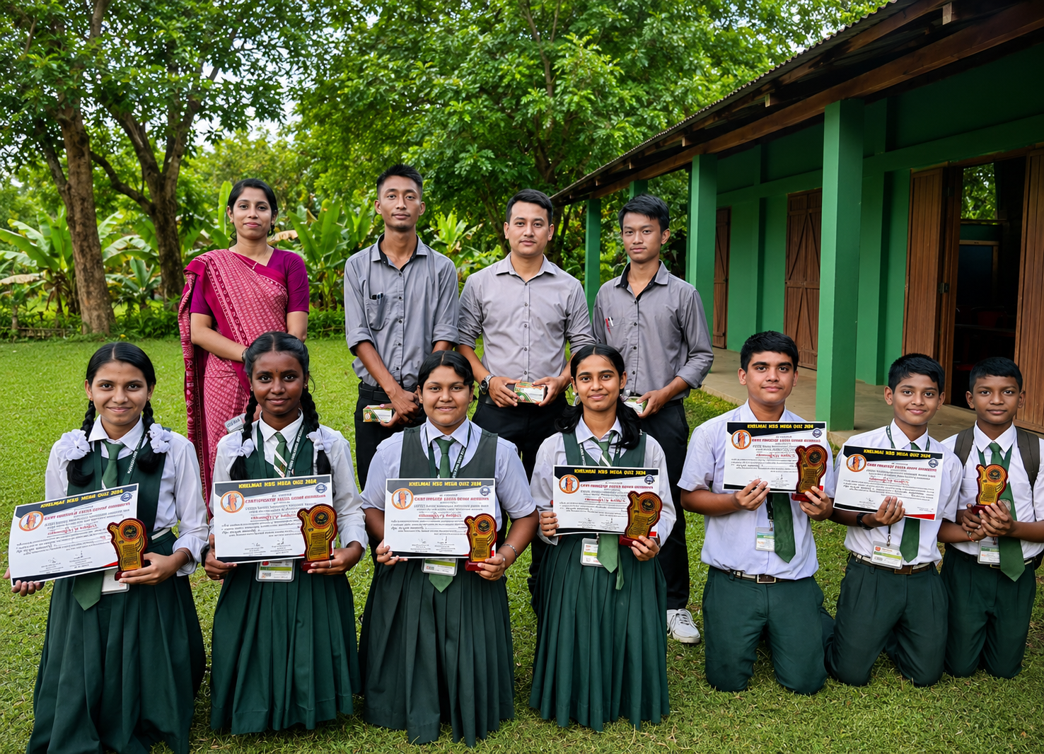 final students teacher with holding certificate
